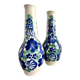 Lot of large Polish ceramic vases with hand-painted blue floral decoration