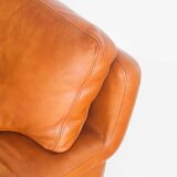 Vintage three-seater leather sofa. Edition by Roche Bobois. France, 70s-80s