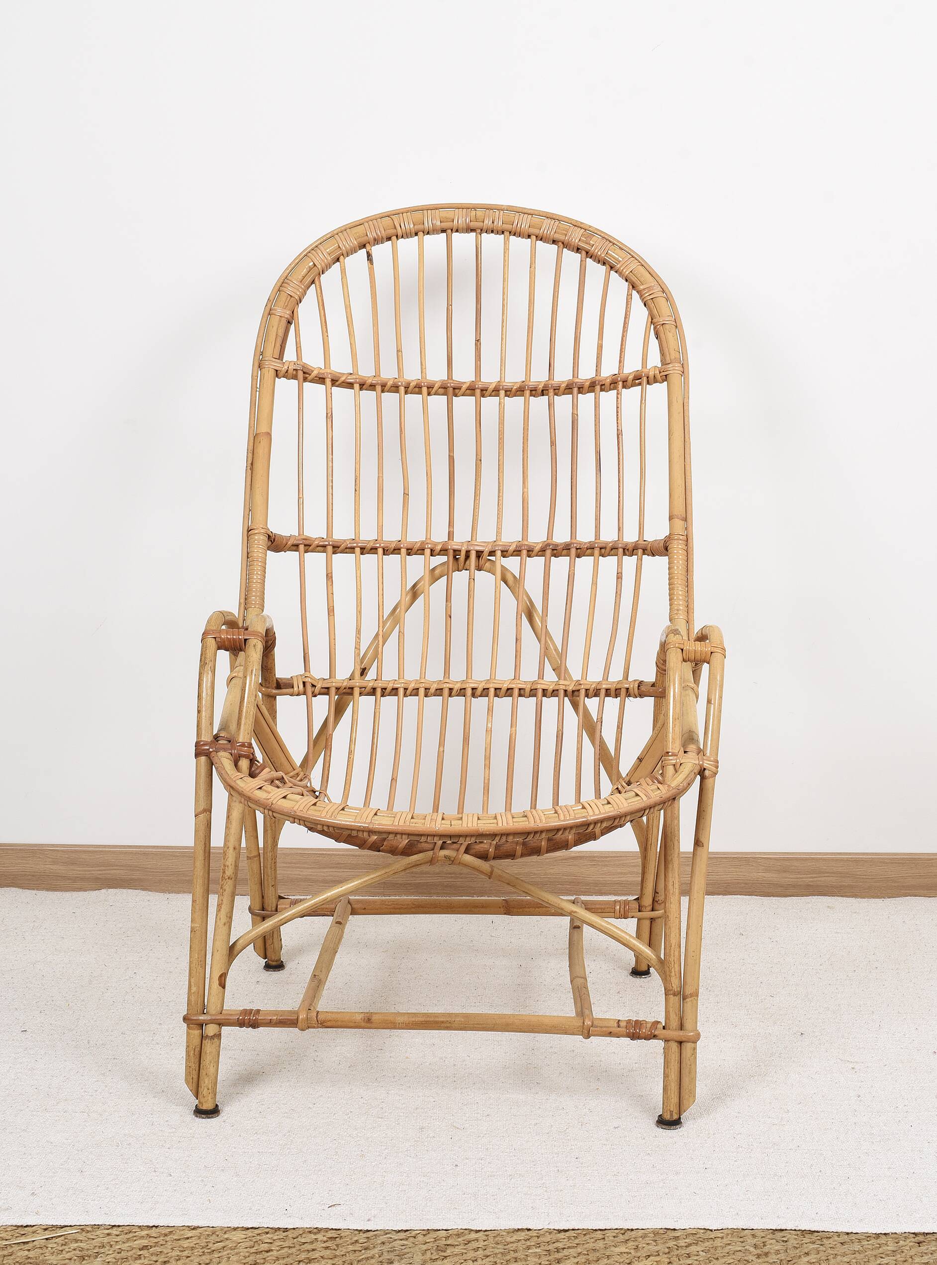 Antique, vintage rattan armchair