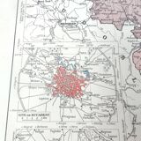 Old map Romania and Bulgaria 43x43cm from 1950
