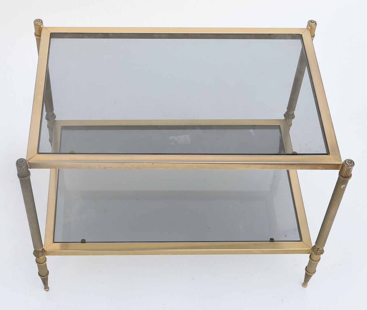 Gold brass and glass coffee table