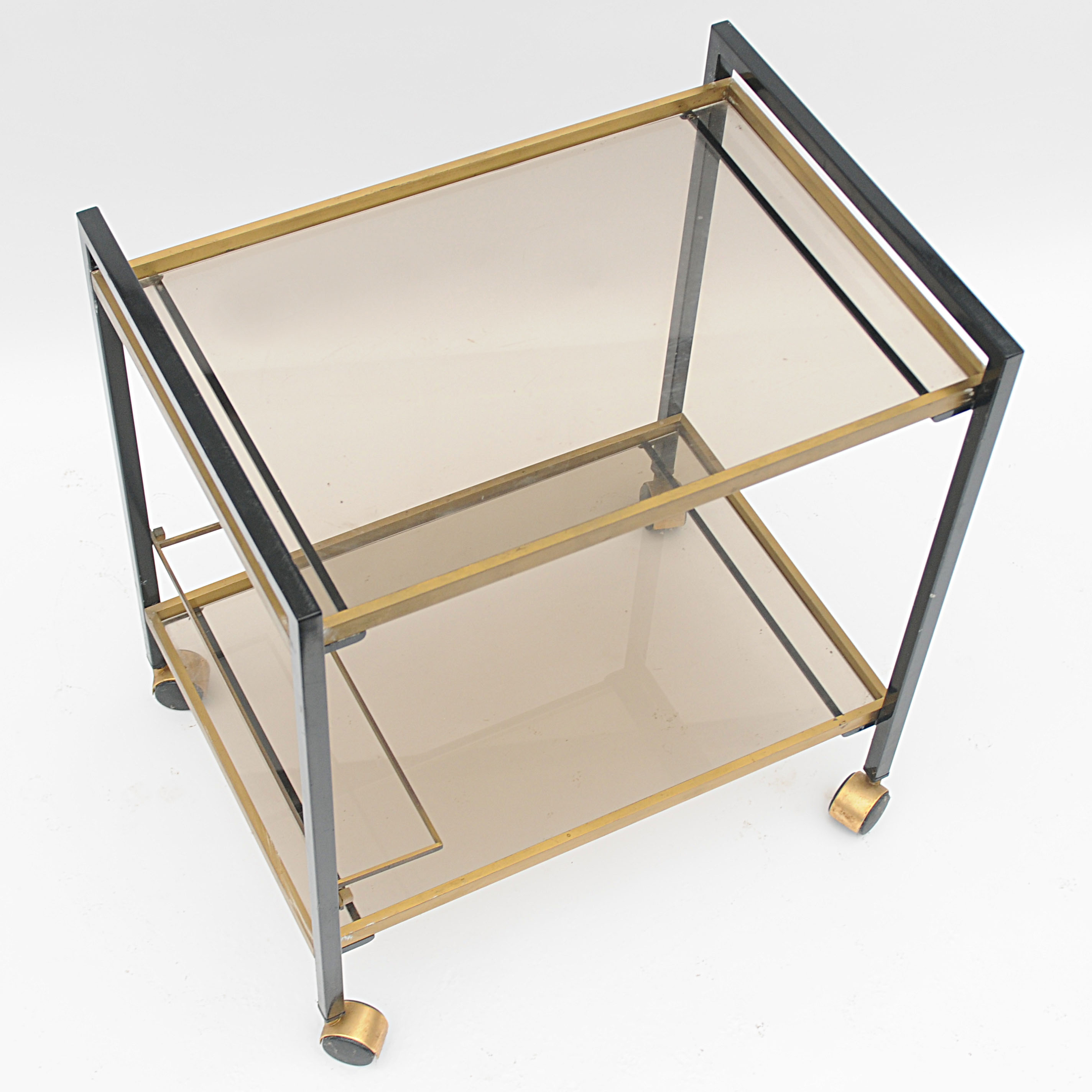 Table desserte chrome et verre