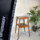 Vintage (tall) side table / plant table on wheels