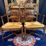 Pair of solid walnut armchairs in Provençal style