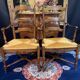 Pair of solid walnut armchairs in Provençal style