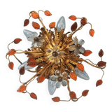 Banci-Firenze ceiling light, in Golden Iron and Crystal Flowers - 6 lamps
