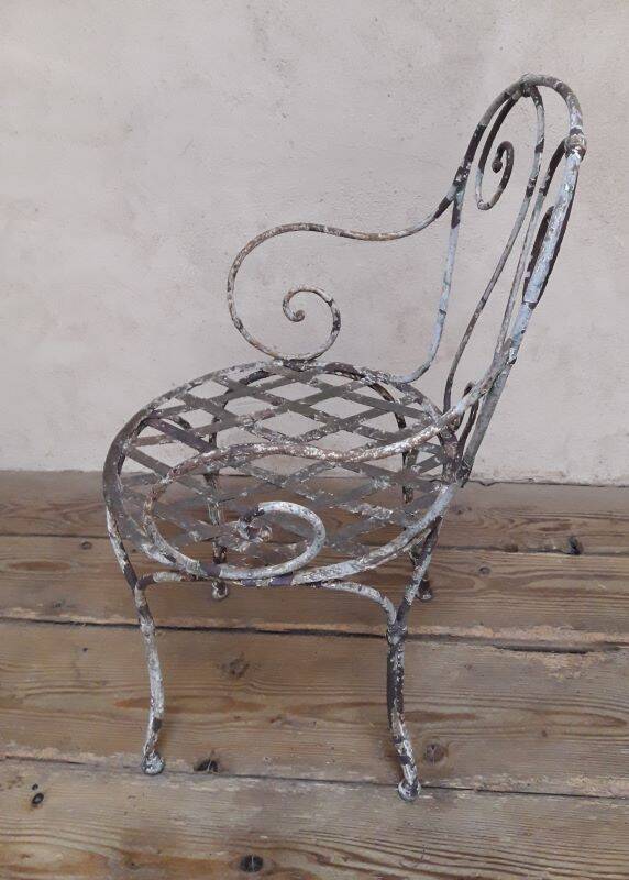 19th-century garden armchair in wrought iron