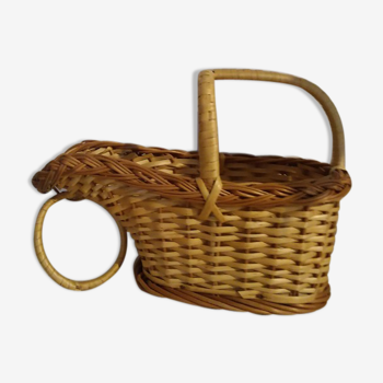 Panier porte bouteille osier vintage