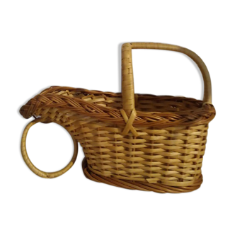 Panier porte bouteille osier vintage