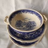 Villeroy and Boch Burgeland blue soup cups with underplates