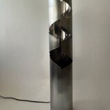 Grande lampe sculptural en métal chormé et brossé, design 1970