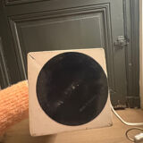 Corinthian column lamp base in blue with a lampshade of dried flowers.