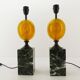 Pair of Maison Charles egg fractal resin and marble lamps
