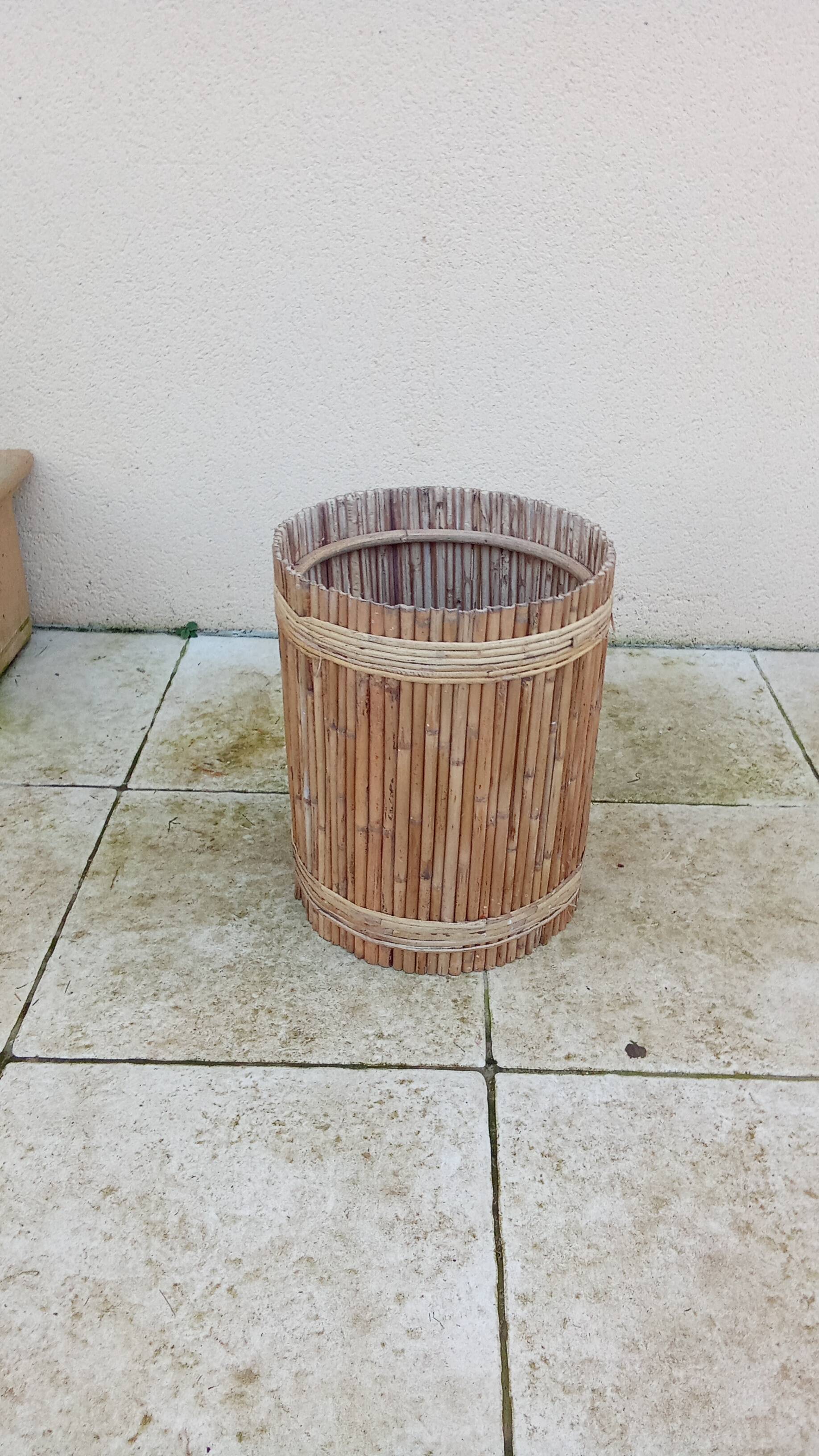 vintage rattan planter from the 50s