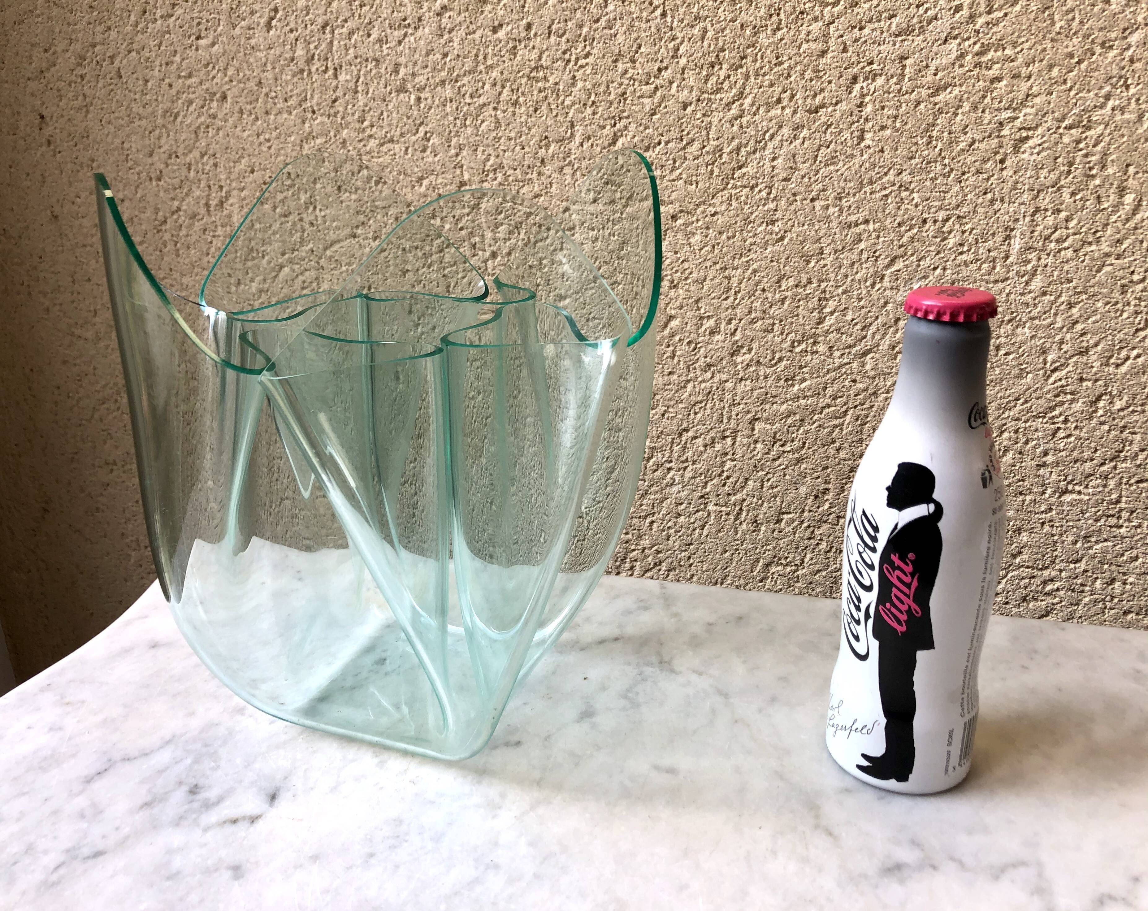 Italian handkerchief vase PMMA thermoformed edition iguzzini design Pietro Chiesa vintage 70