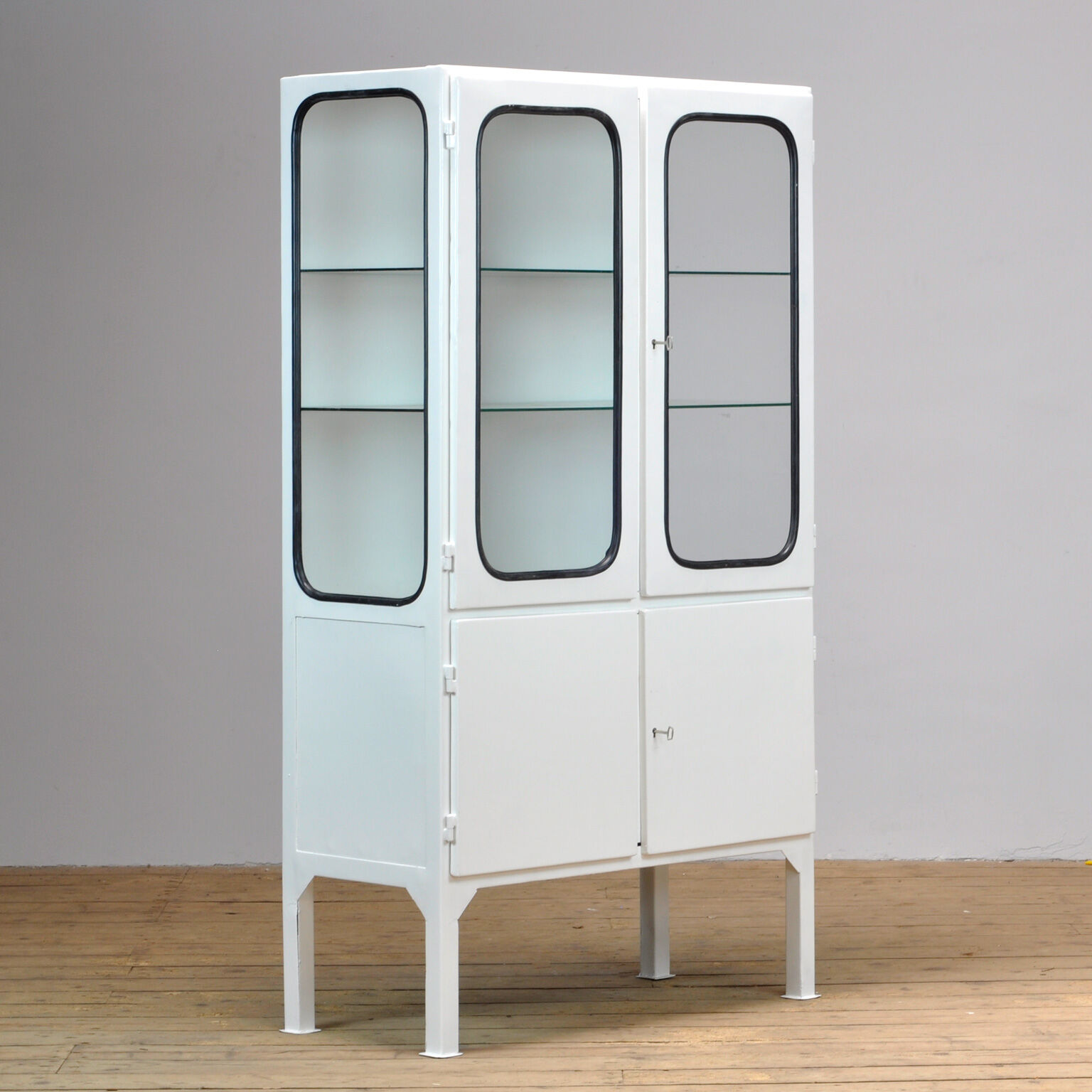 Glass and iron medical cabinet, 1970