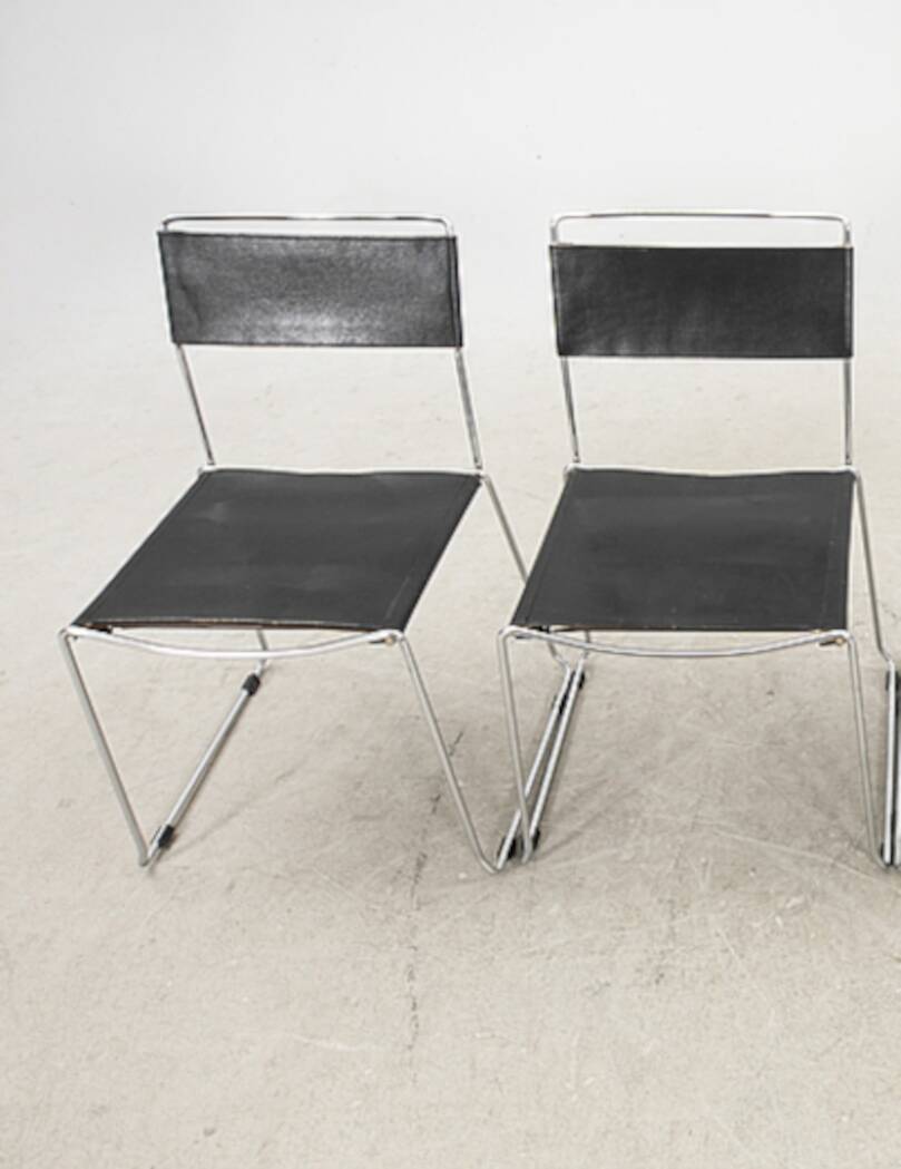 Chair in leather and stainless steel frame 1980 italy