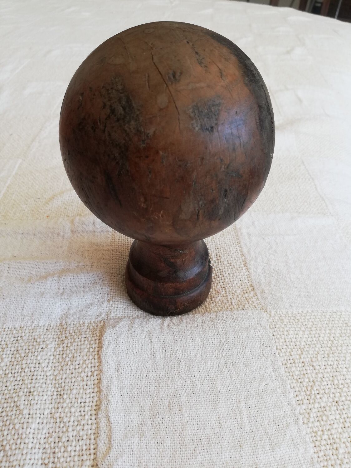 Antique wooden stair railing ball turned