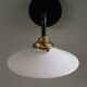 White opaline wall light - brass socket and arm, metal support
