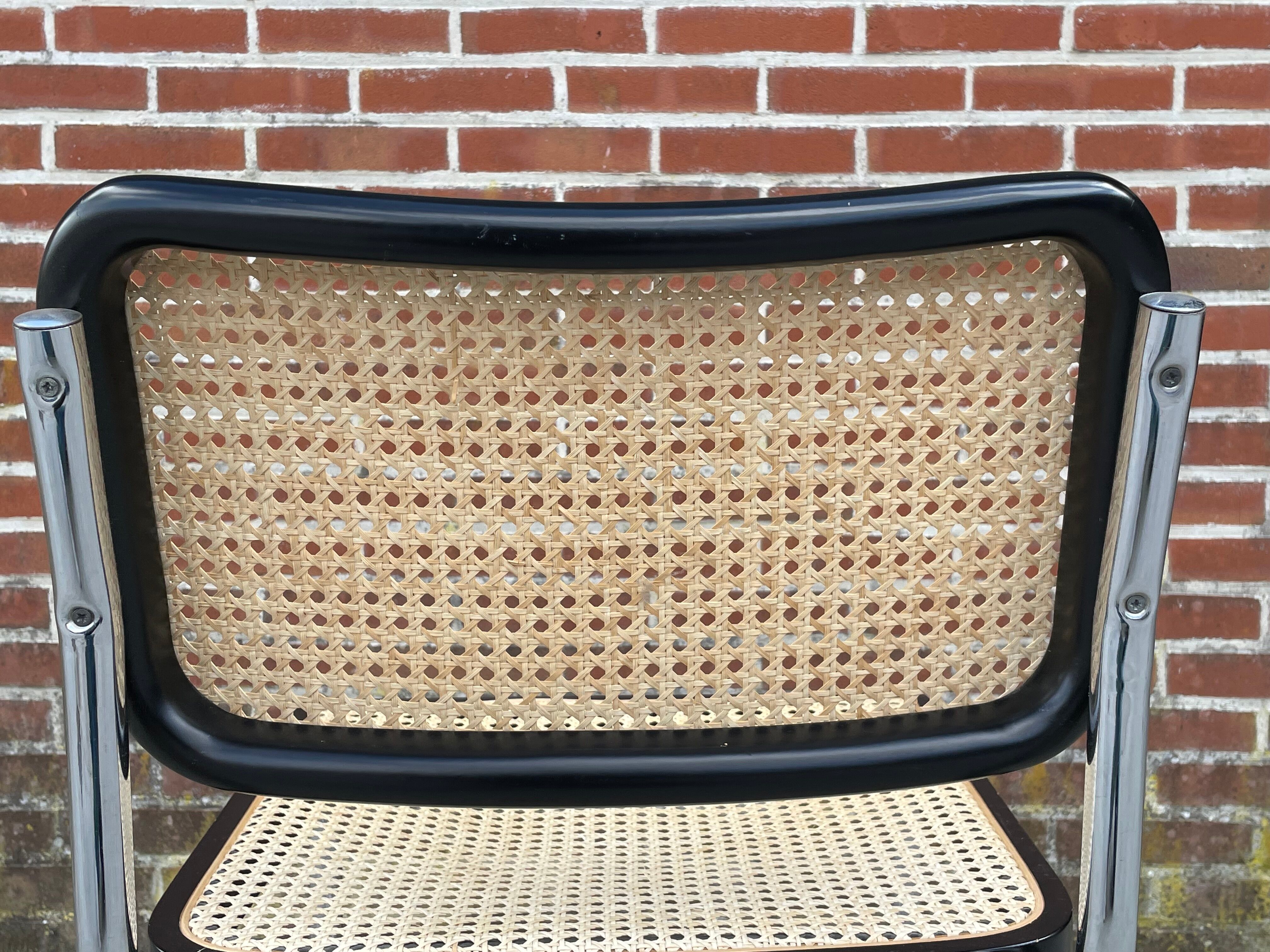 Cesca chair b32 model in blak and wood by Marcel Breuer