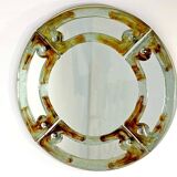 Miroir italien rond en verre de Murano du milieu du siècle par Mazzega, années 1960