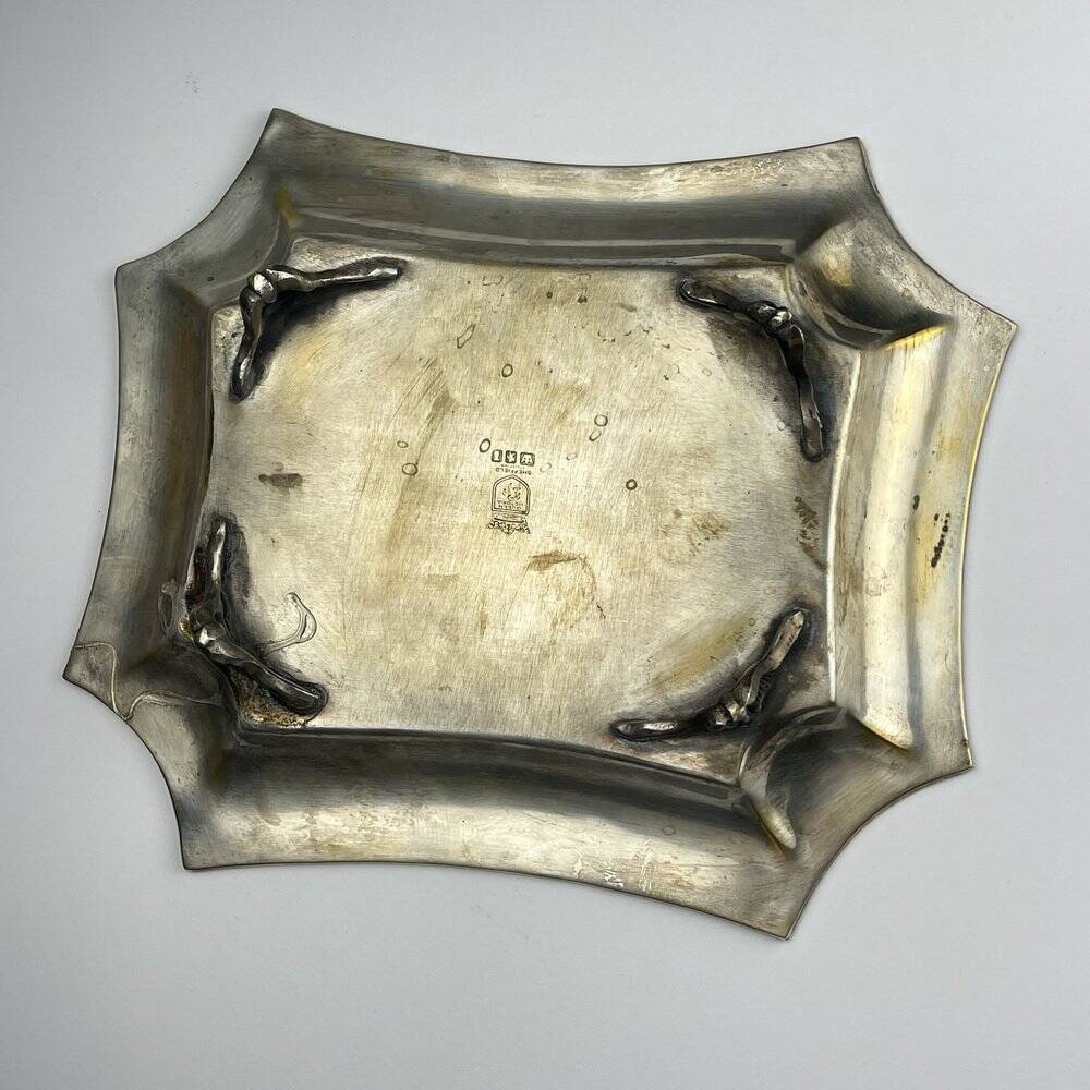 Antique silver plateau by Queen Victoria Sheffield, 1890s.