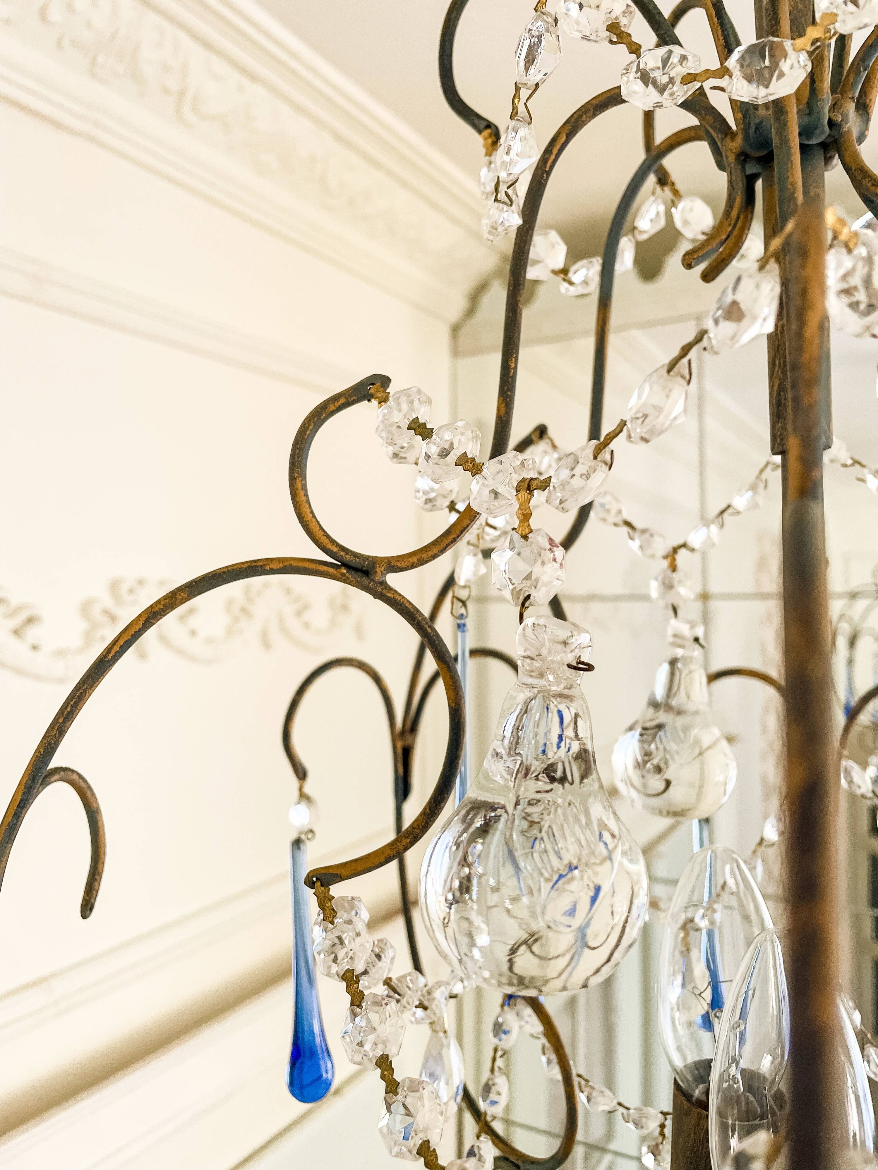 Lustre italien vintage Murano années 60-70, métal doré