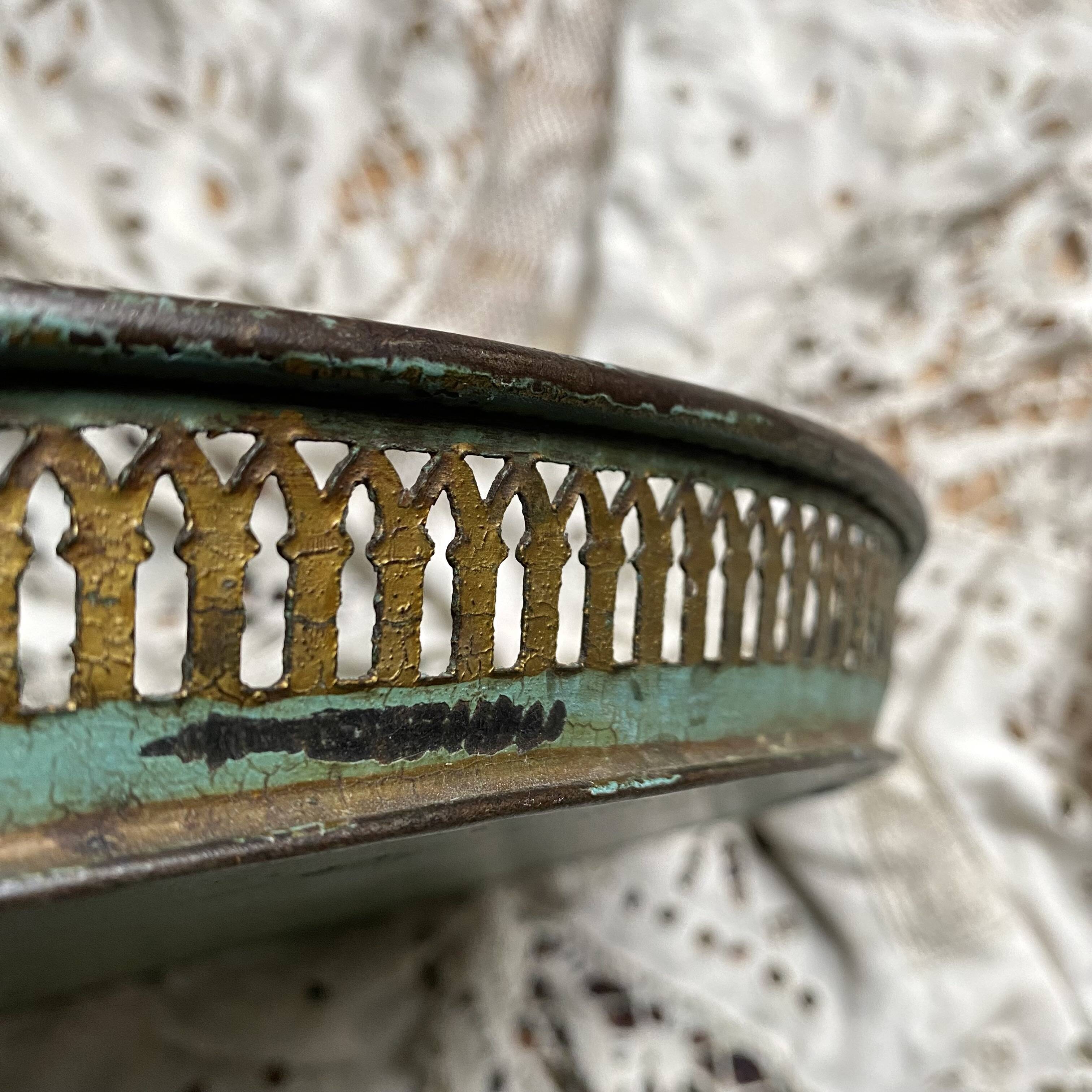 Large oval metal tray in the Napoleon III style, 1960s