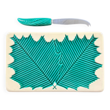 Plat à fromage et couteau décor feuille