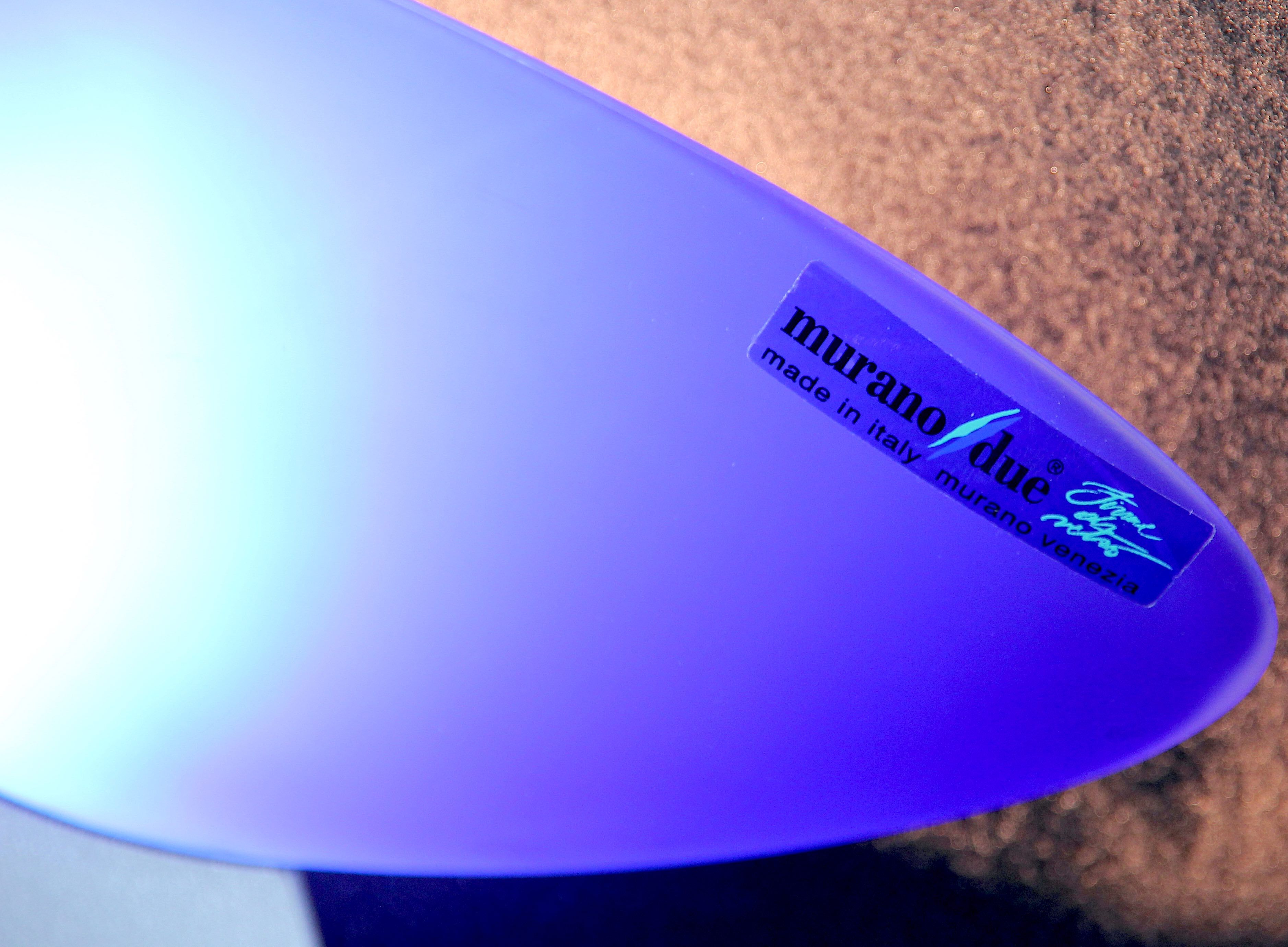 Pair of post-modern Murano blue glass wall lights 1980's by Carlo Nason Murano Due, Italy