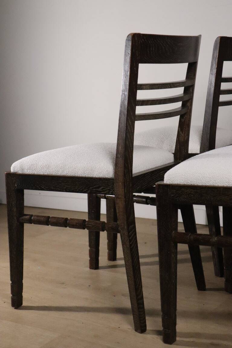 Set of 4 modernist chairs in oak and bouclé fabric, 1940
