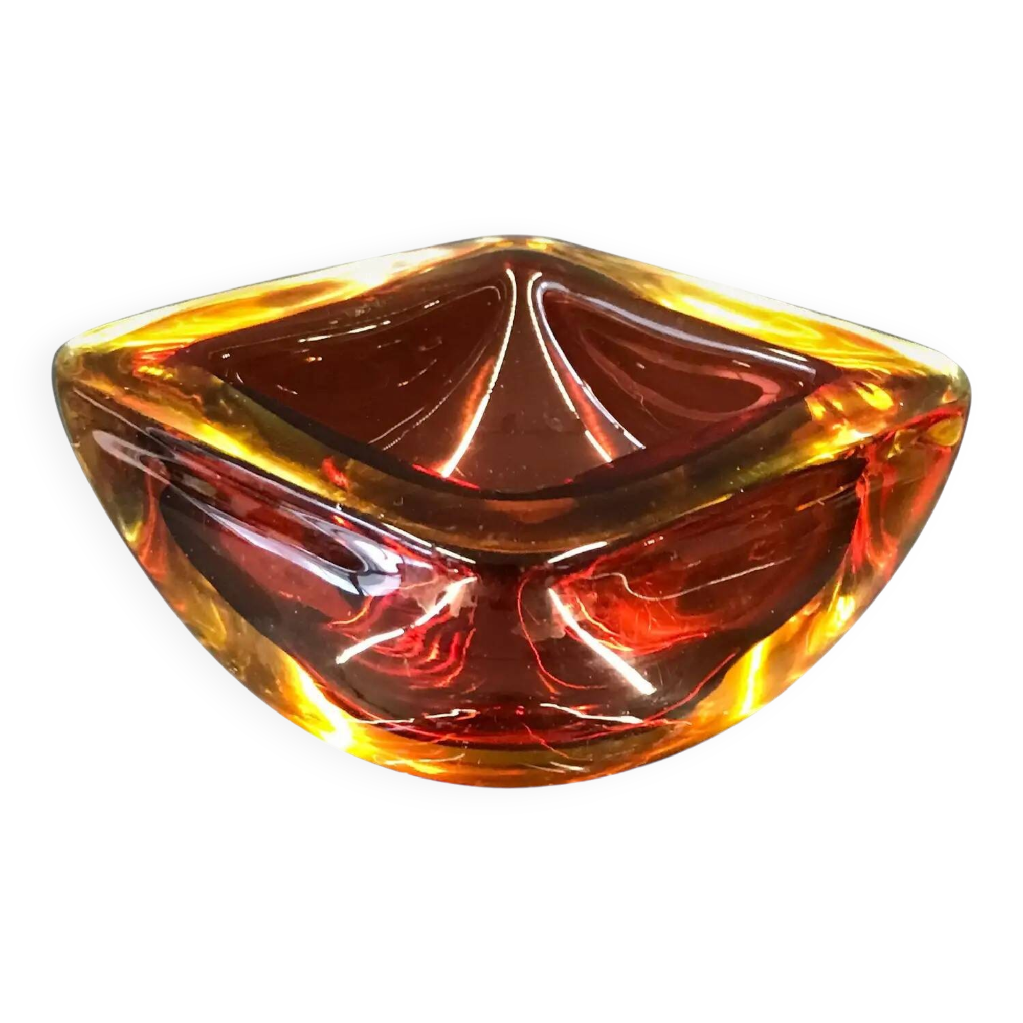 Murano Glass "RED-ORANGE" Bowl Shell Ashtray Murano, Italy, 1970s