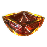 Cendrier en verre de Murano "ROUGE-ORANGE" en forme de coquillage, Murano, Italie, années 1970