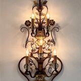 Appliques murales italiennes en cristal et fer forgé doré par Banci Florence, années 1960