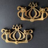 Large Art Nouveau gate handles in gilded brass/Arabesque handles