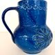 Handmade Rimini Blue Lacquered Ceramic Jug by Aldo Londi for Bitossi, Italy