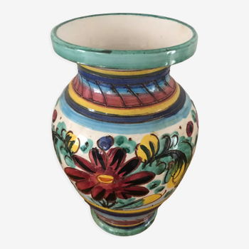 Vase en majolique italienne motif fleurs