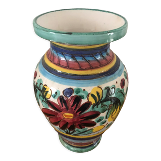 Vase en majolique italienne motif fleurs