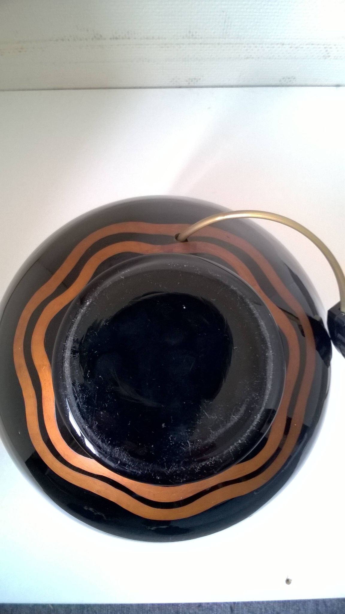 Hand-painted black opaline ball lamp base c.1930/40 Jacques Adnet style