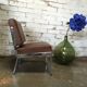 Modernist fireside chair / vintage chrome and skai armchair