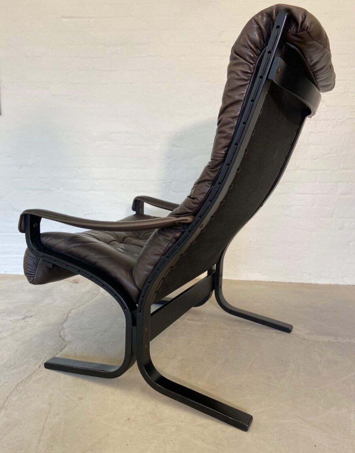 Vintage Norwegian leather chair & ottoman by Ingmar Relling