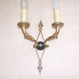 French antique bronze double Empire wall sconce with arrow and swan detail 4317.