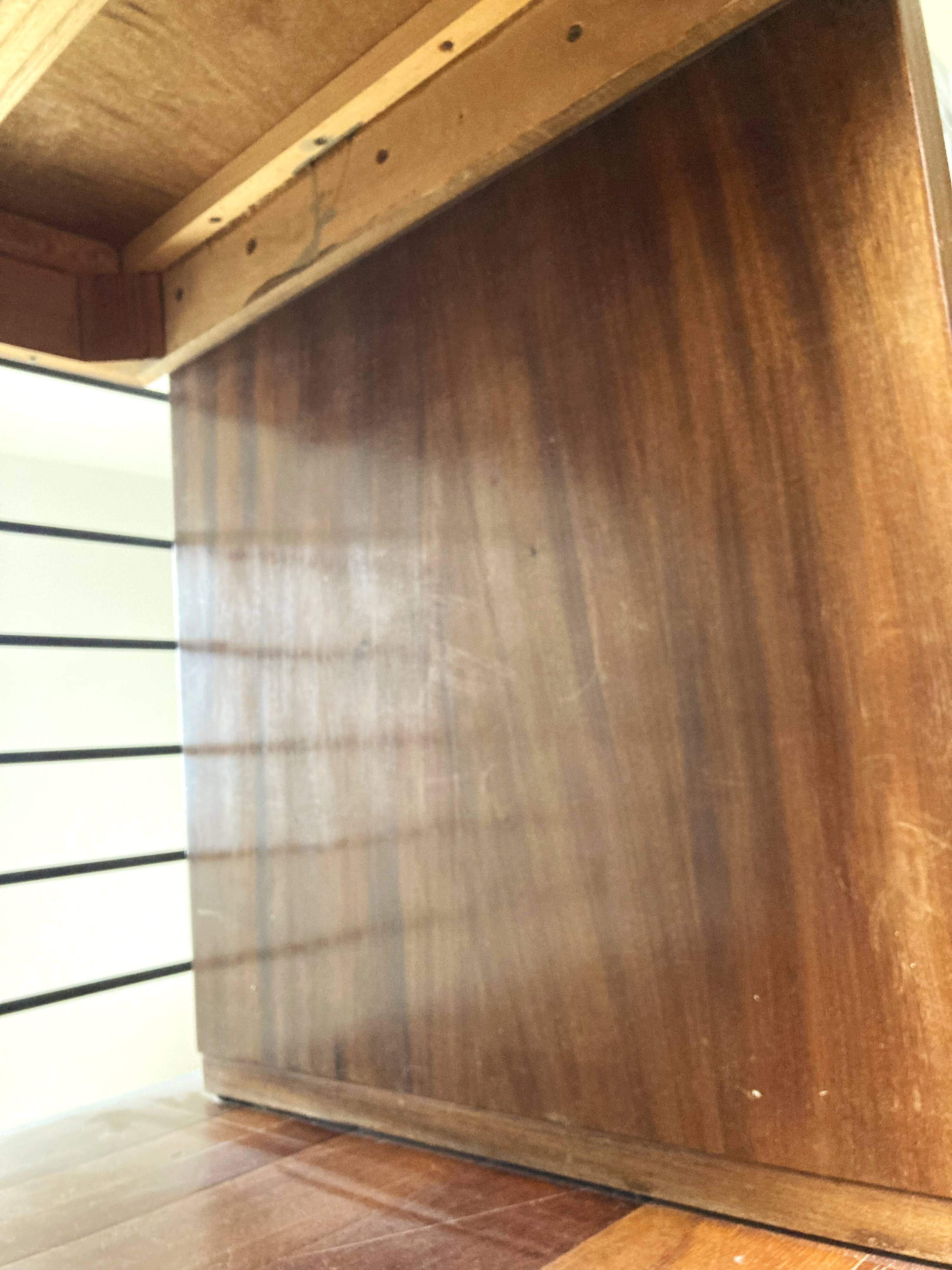 Walnut and mahogany desk, 1930s-1940s.