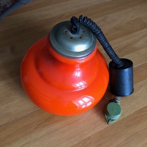 Vintage rolly lamp in orange glass to hang