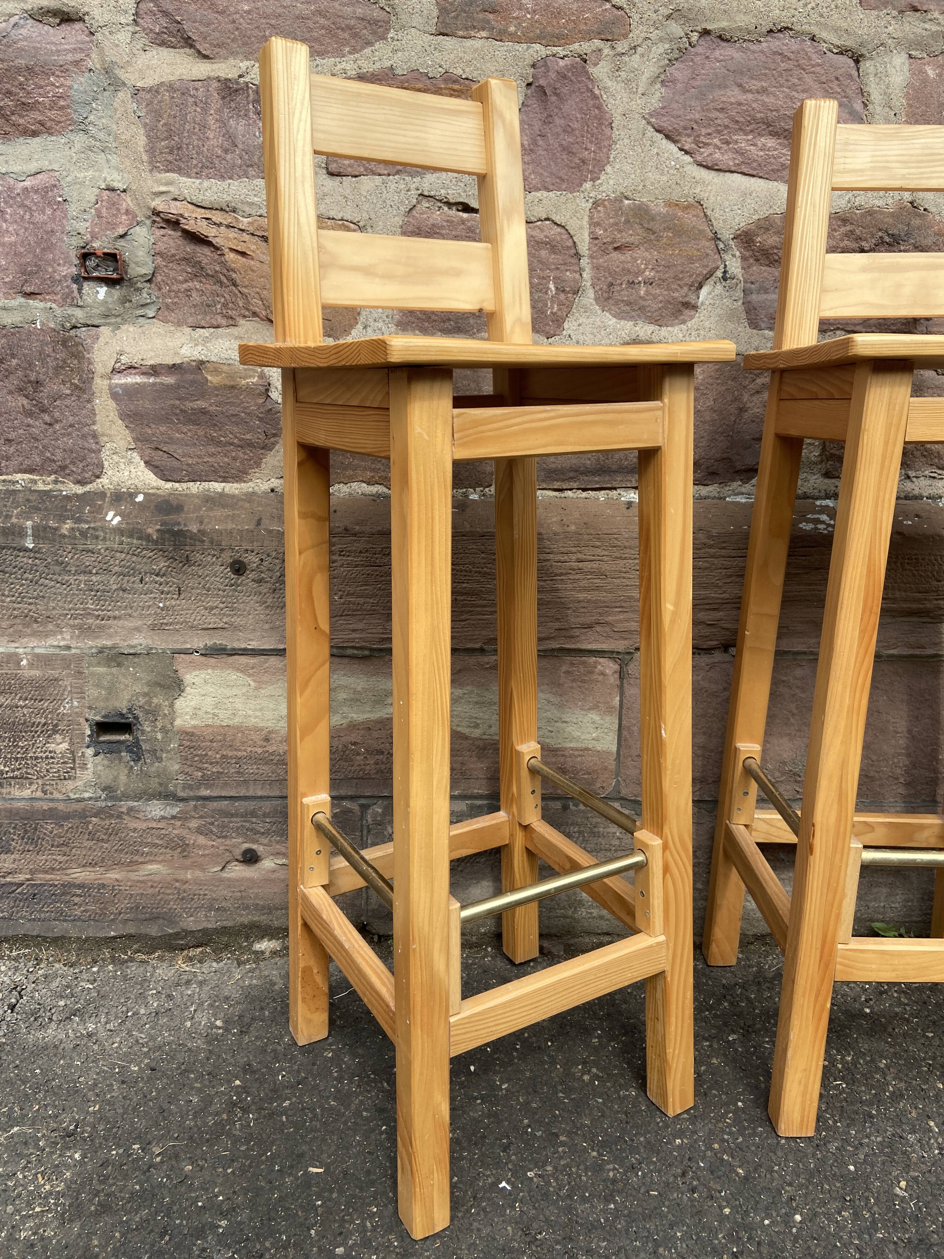 3 scandinavian design bar stools vintage pine