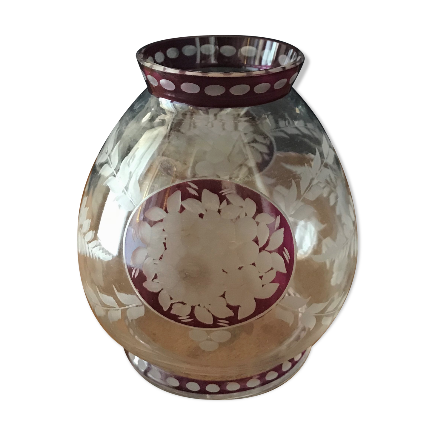 small carved crystal vase.