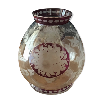 small carved crystal vase.