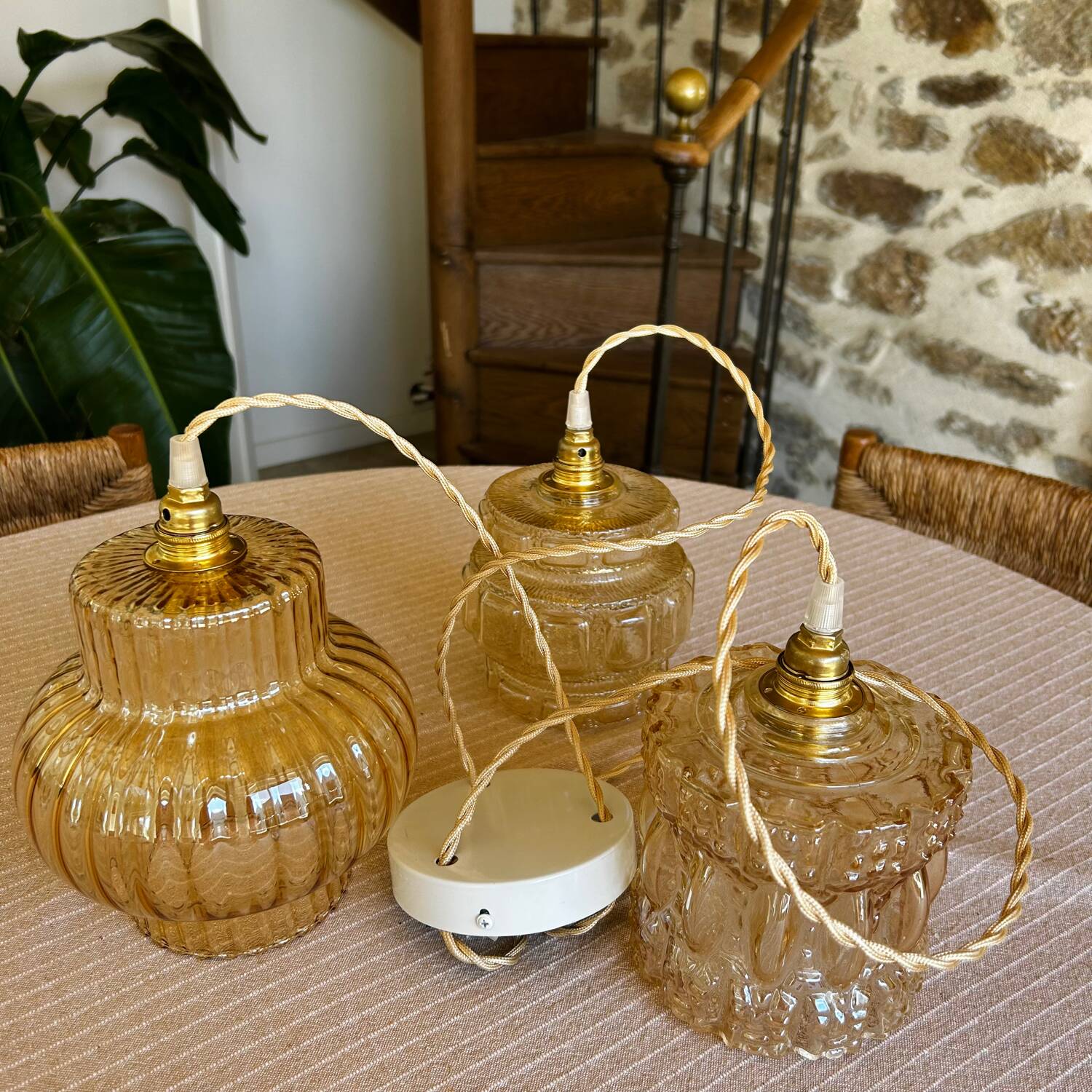 Modern glass globe pendant light from the 60s