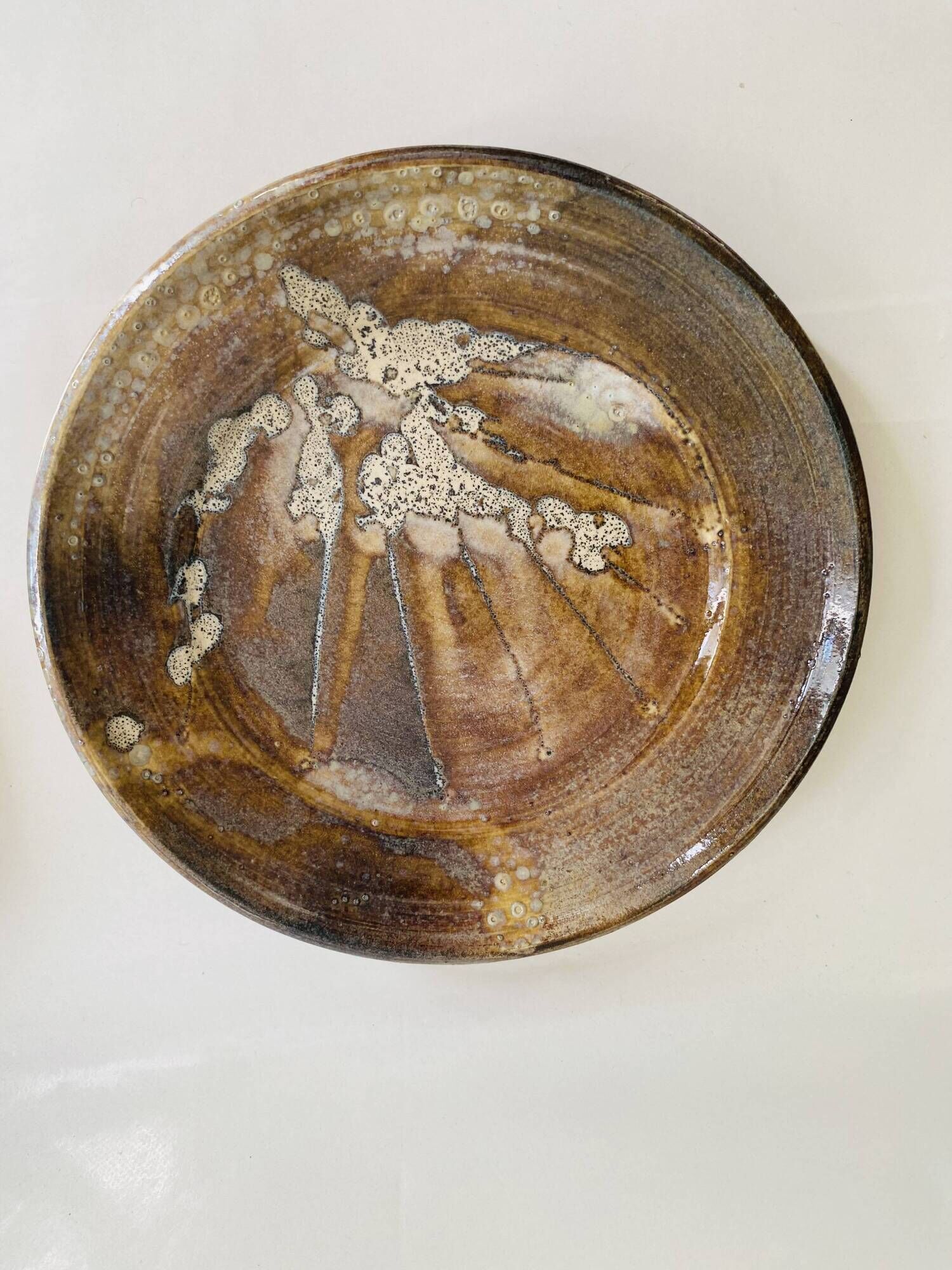Ceramic plate signed, stoneware 24 cm
