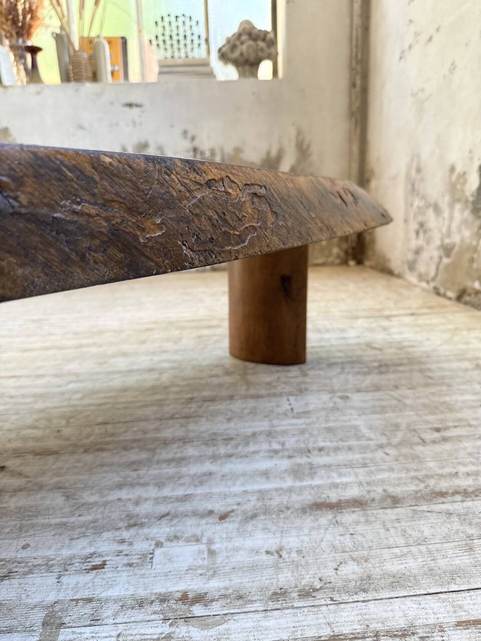 Table basse années 50 plateau bois exotique XXL
